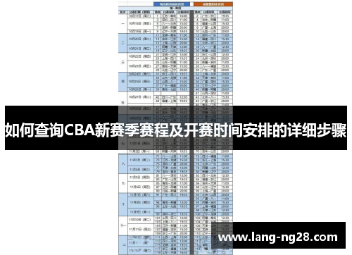 如何查询CBA新赛季赛程及开赛时间安排的详细步骤